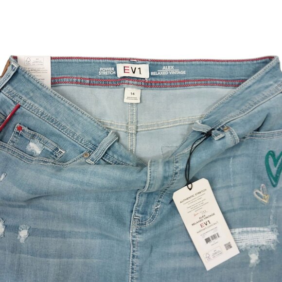 EV1 Alex Relaxed Vintage Stretch Jeans | NWT | Distressed Blue Skirt| Size 14 - Picture 4 of 6